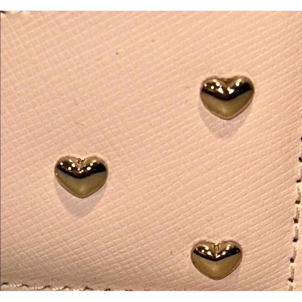 Kate Spade New York Saffiano Leather Card Holder Heart Studs Pink Light Purple - Picture 10 of 10
